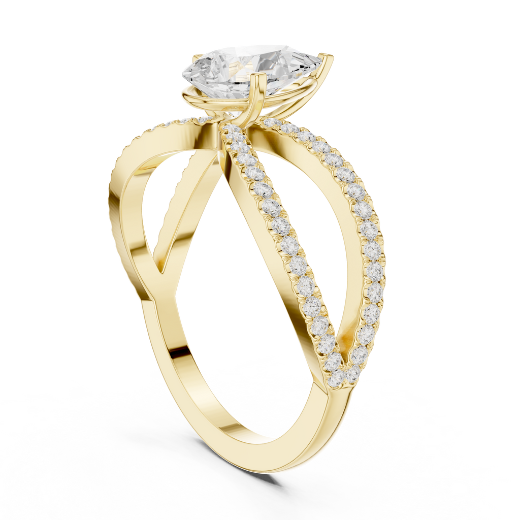 Pear Cut Infinity Split Shank Diamond Engagement Ring
