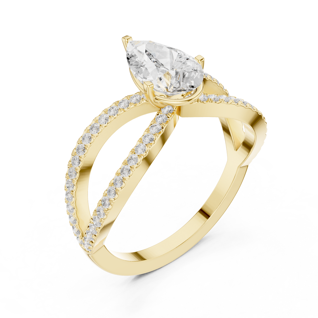 Pear Cut Infinity Split Shank Diamond Engagement Ring