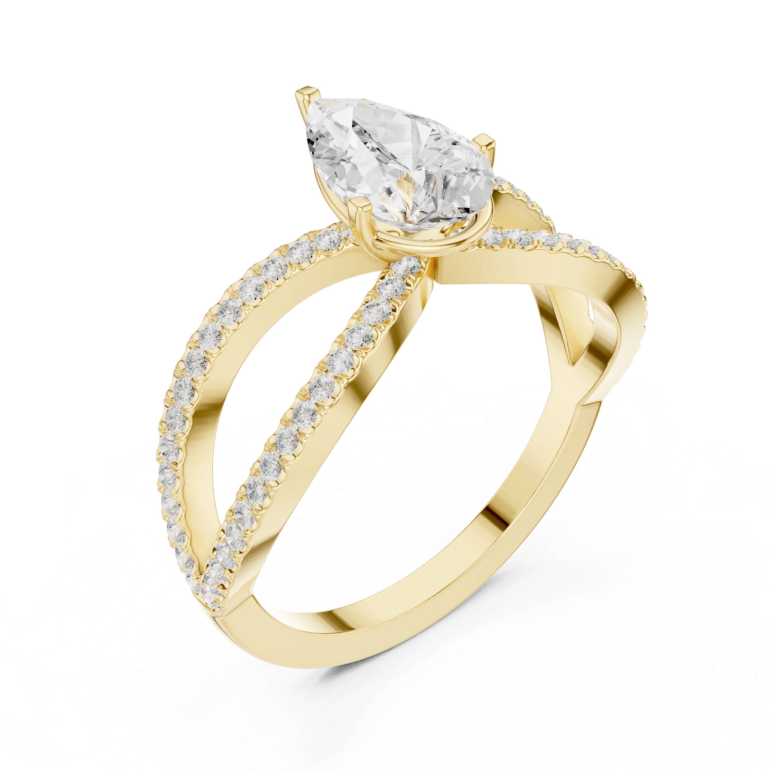 Pear Cut Infinity Split Shank Diamond Engagement Ring