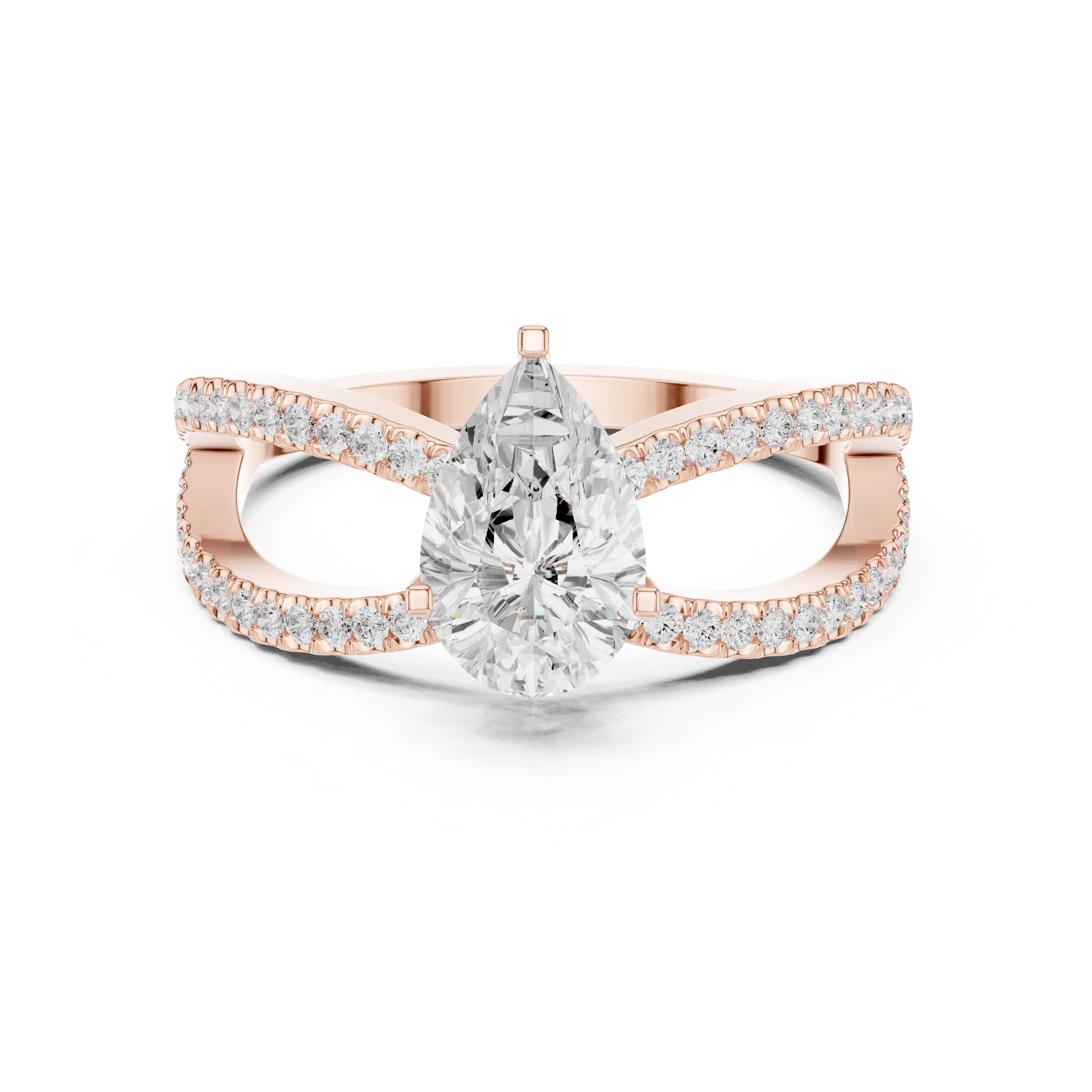 Pear Cut Infinity Split Shank Diamond Engagement Ring