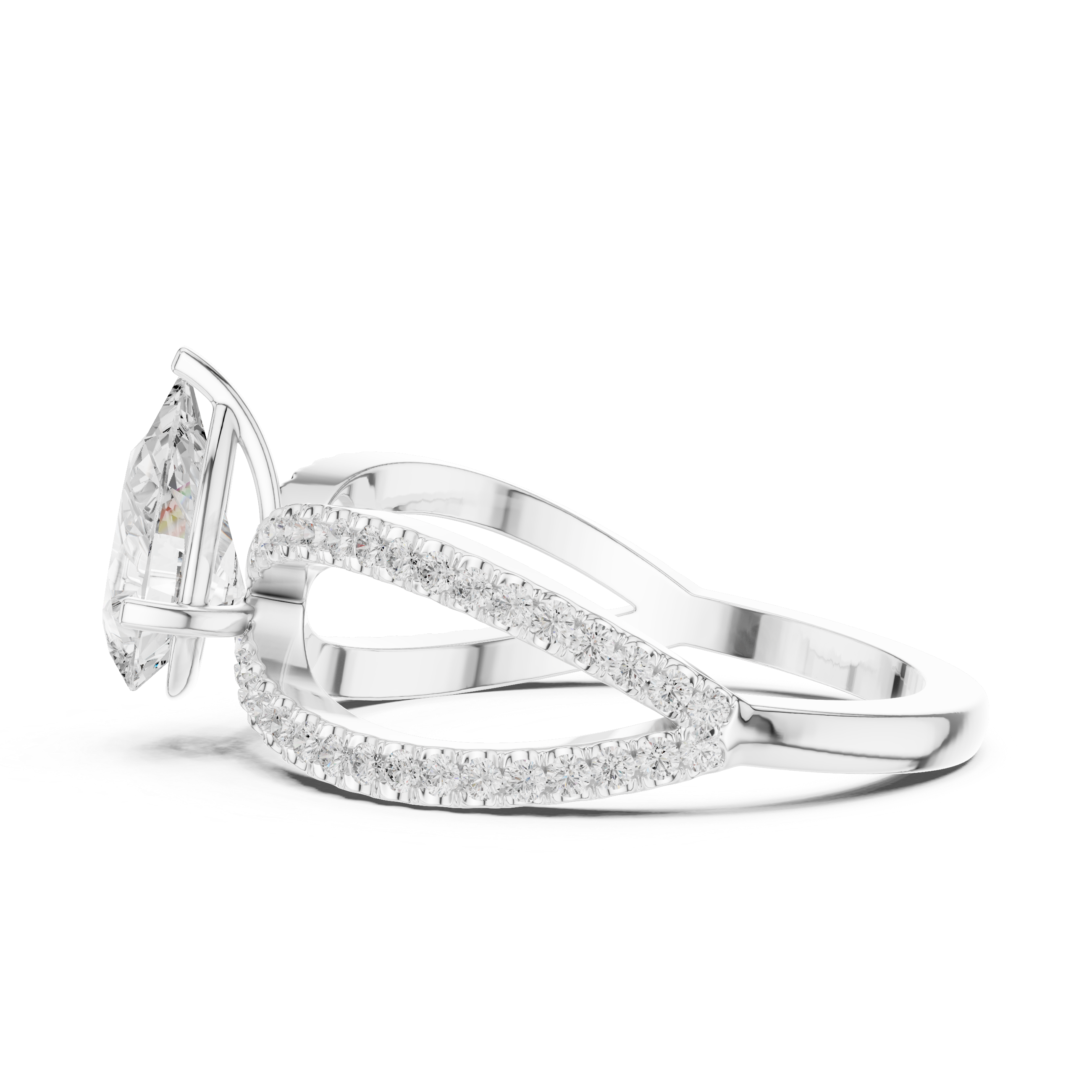 Pear Cut Infinity Split Shank Diamond Engagement Ring