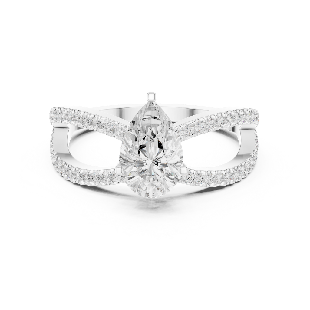 Pear Cut Infinity Split Shank Diamond Engagement Ring