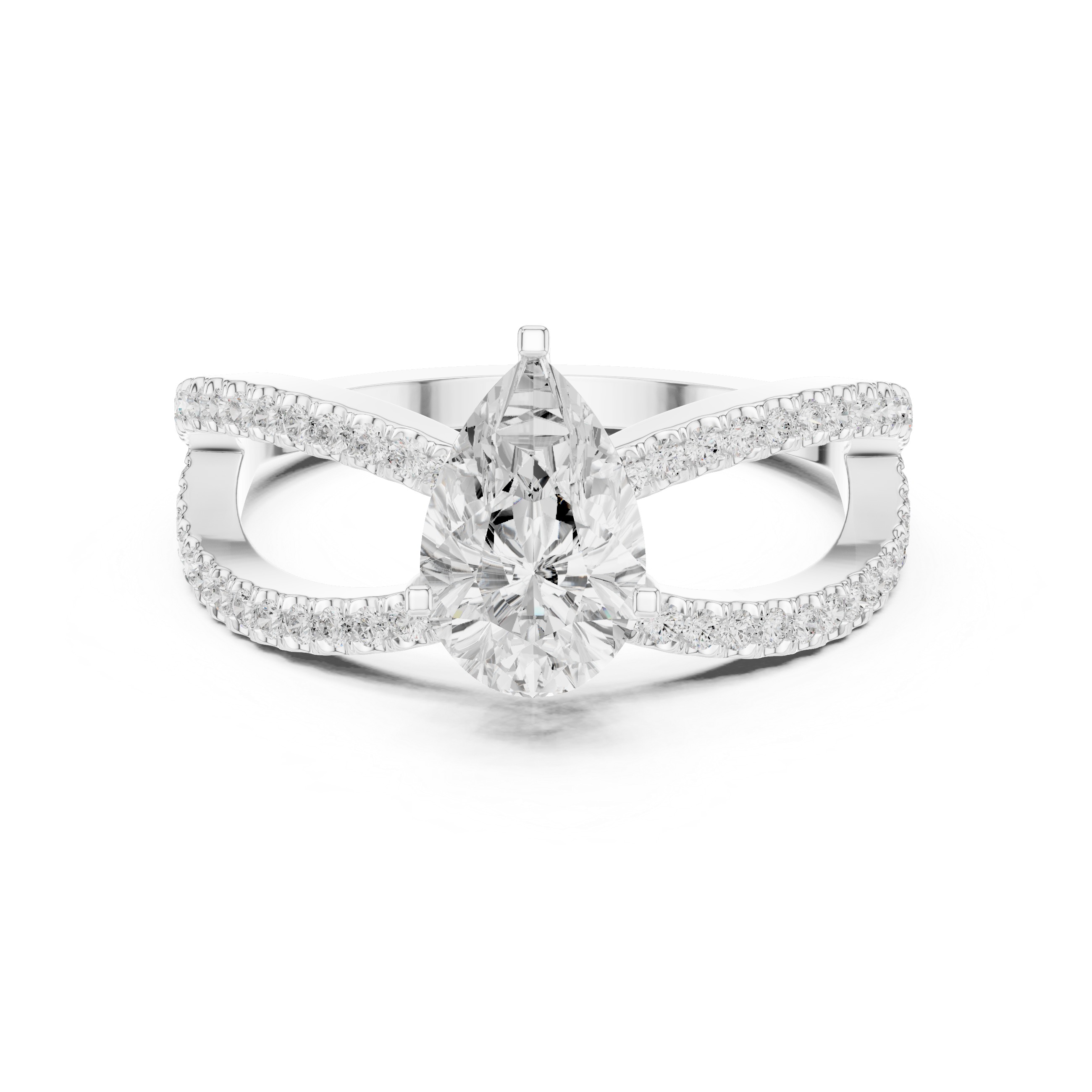 Pear Cut Infinity Split Shank Diamond Engagement Ring