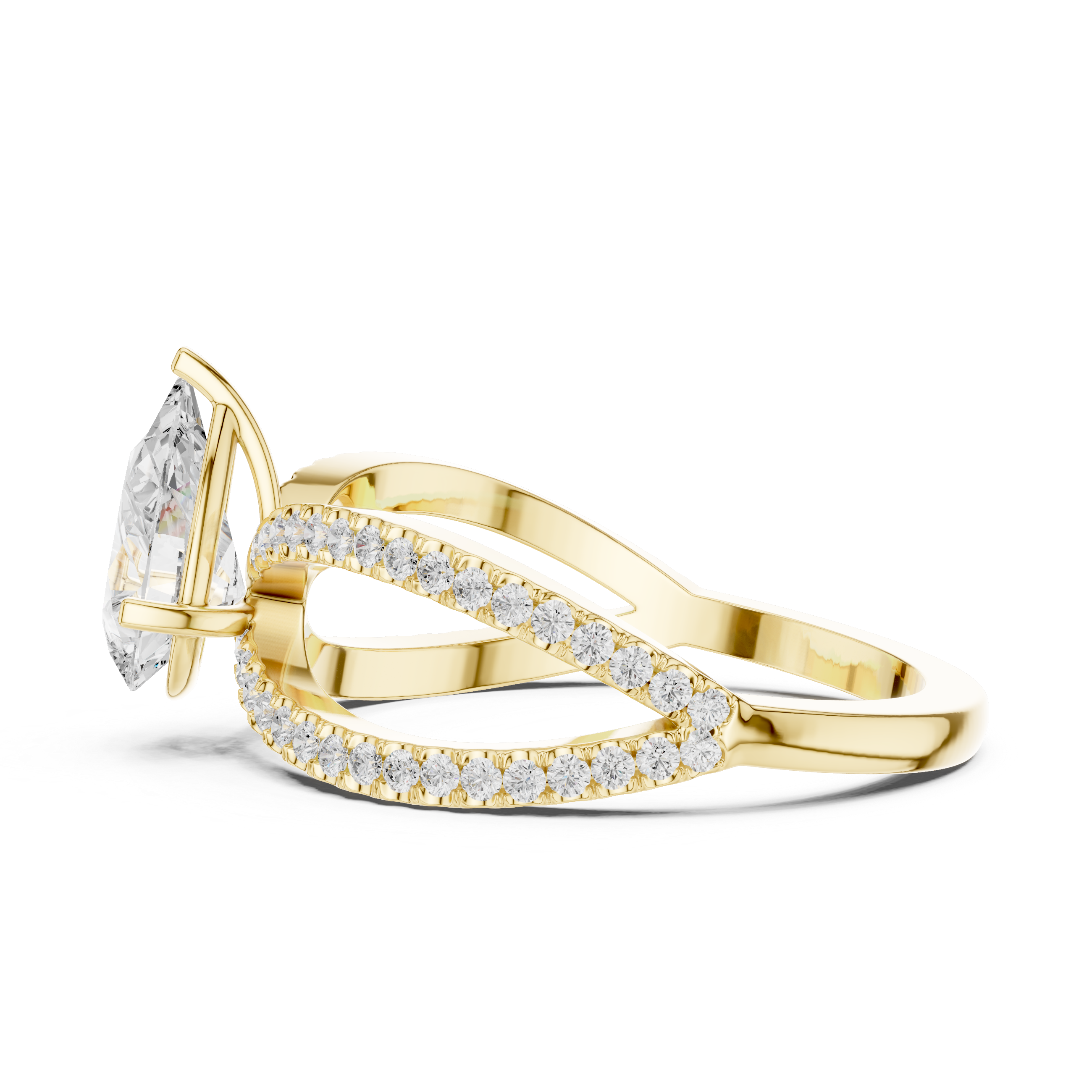 Pear Cut Infinity Split Shank Diamond Engagement Ring