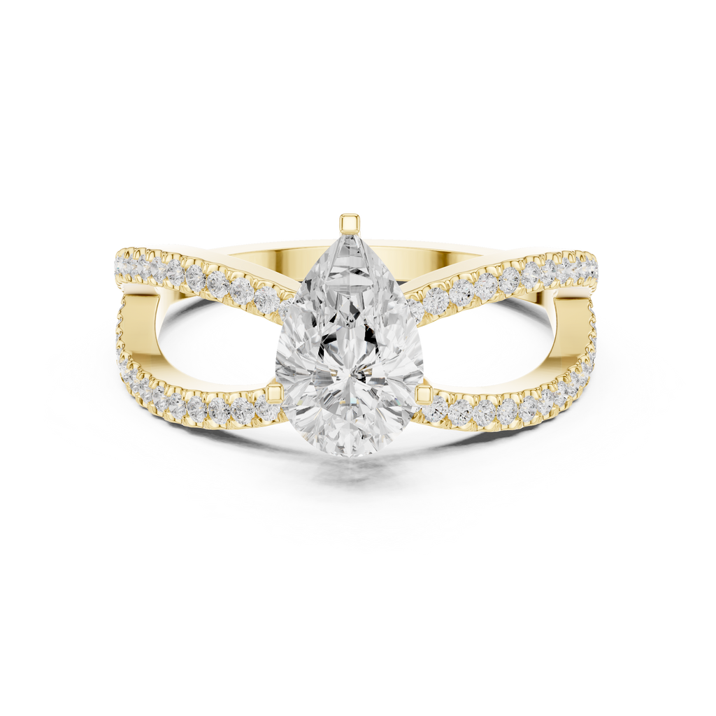 Pear Cut Infinity Split Shank Diamond Engagement Ring