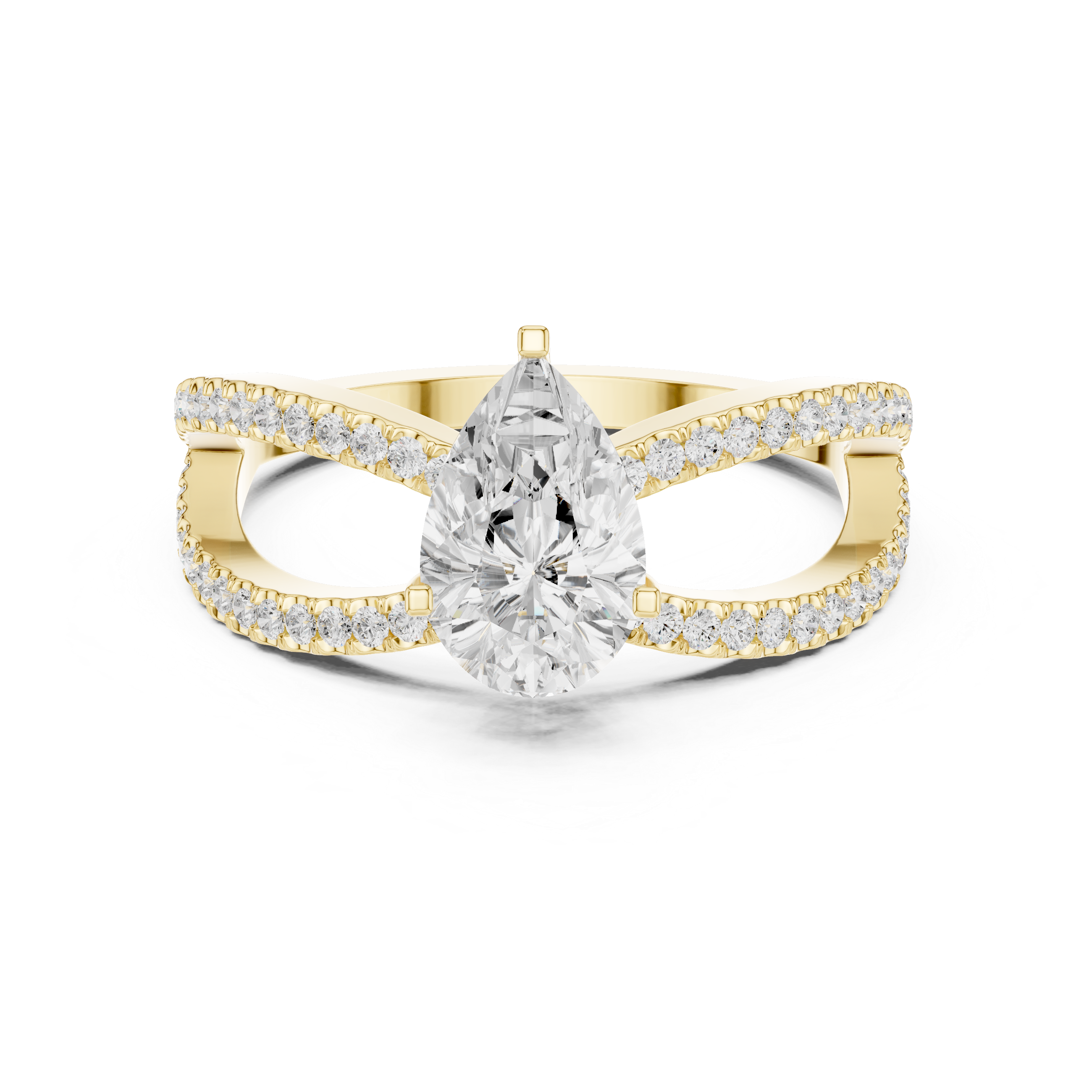 Pear Cut Infinity Split Shank Diamond Engagement Ring