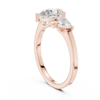Pear Cut Three Stone Diamond Engagement Ring with Trillion Side Stones