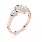 Pear Cut Three Stone Diamond Engagement Ring with Trillion Side Stones