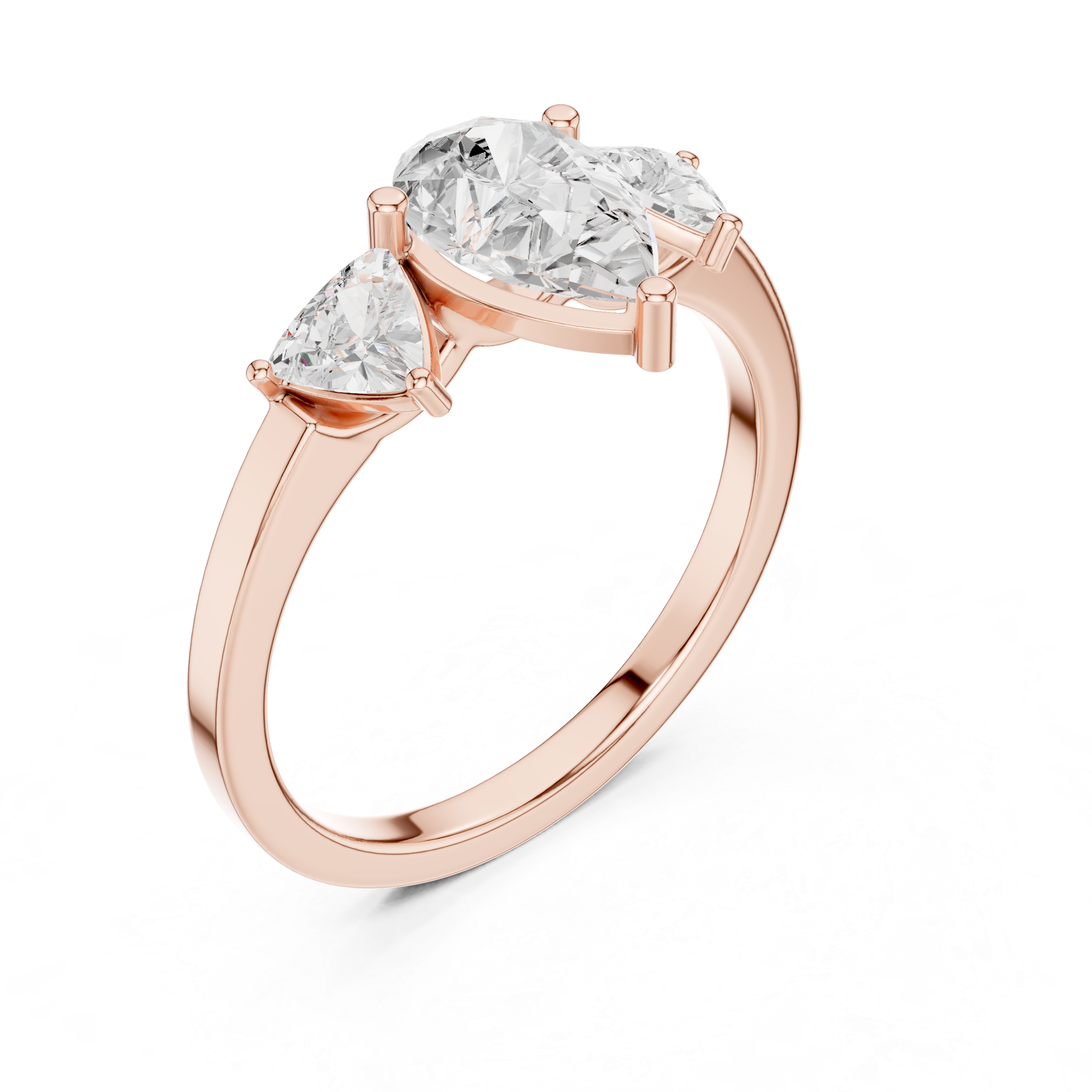 Pear Cut Three Stone Diamond Engagement Ring with Trillion Side Stones