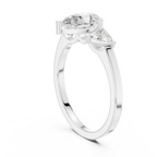 Pear Cut Three Stone Diamond Engagement Ring with Trillion Side Stones
