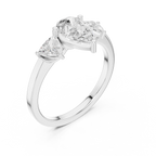 Pear Cut Three Stone Diamond Engagement Ring with Trillion Side Stones