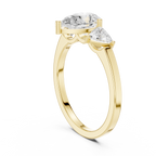 Pear Cut Three Stone Diamond Engagement Ring with Trillion Side Stones
