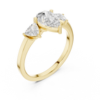 Pear Cut Three Stone Diamond Engagement Ring with Trillion Side Stones