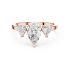 Pear Cut Three Stone Diamond Engagement Ring with Trillion Side Stones