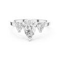 Pear Cut Three Stone Diamond Engagement Ring with Trillion Side Stones