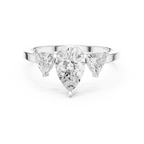Pear Cut Three Stone Diamond Engagement Ring with Trillion Side Stones