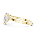 Pear Cut Three Stone Diamond Engagement Ring with Trillion Side Stones