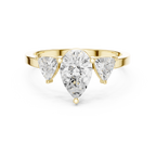 Pear Cut Three Stone Diamond Engagement Ring with Trillion Side Stones