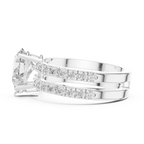 Pear Cut Double Band Diamond Engagement Ring with Pavé Diamonds