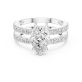 Pear Cut Double Band Diamond Engagement Ring with Pavé Diamonds