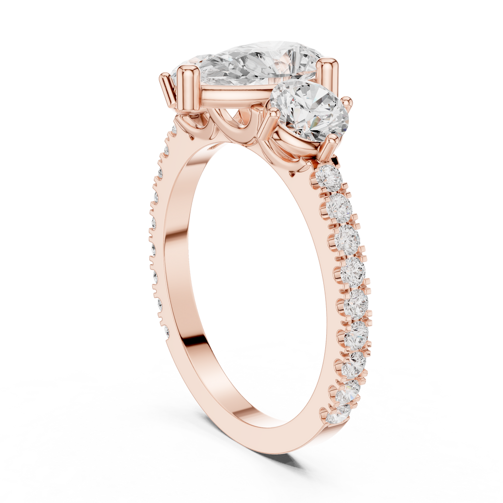 Pear Cut Three Stone Diamond Engagement Ring