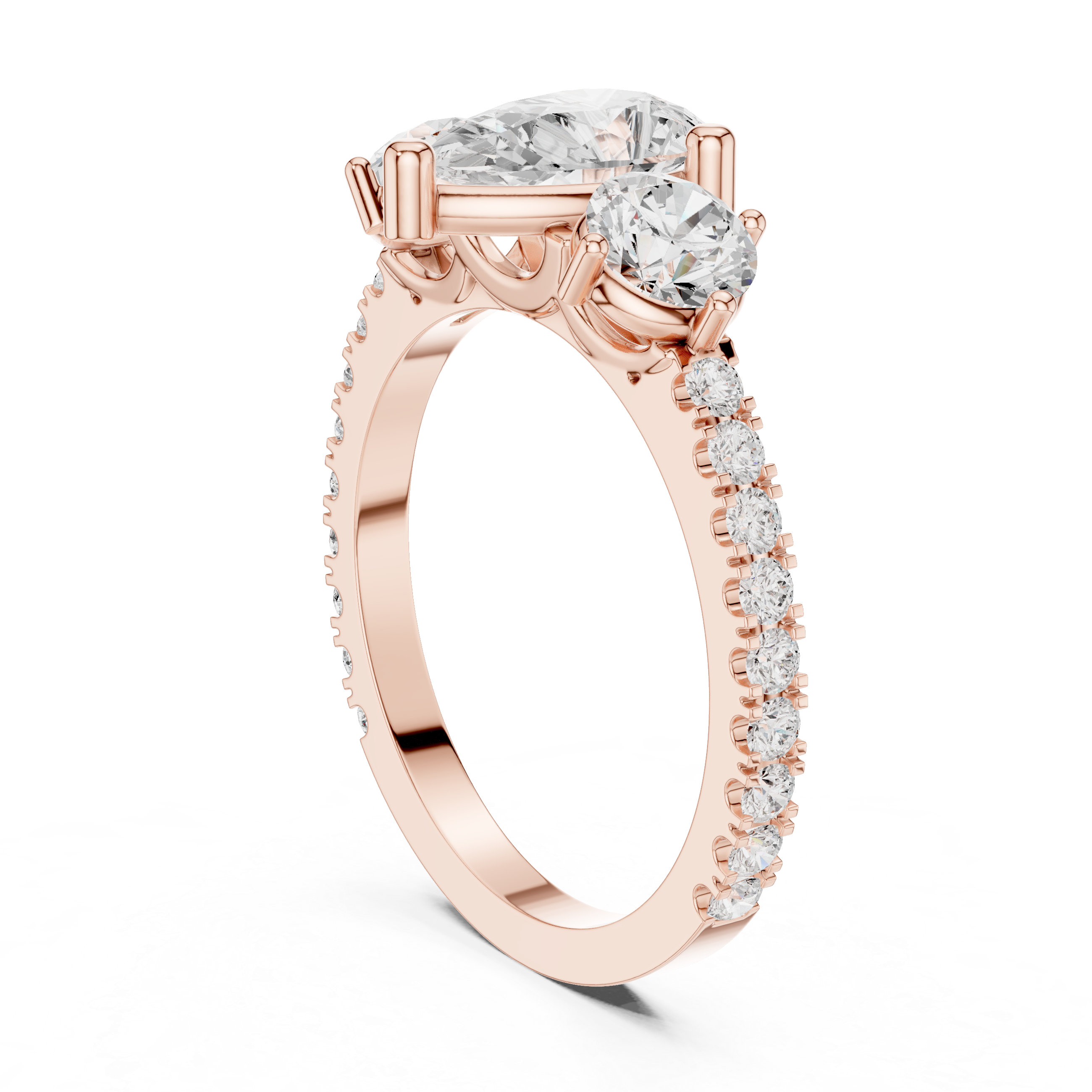 Pear Cut Three Stone Diamond Engagement Ring