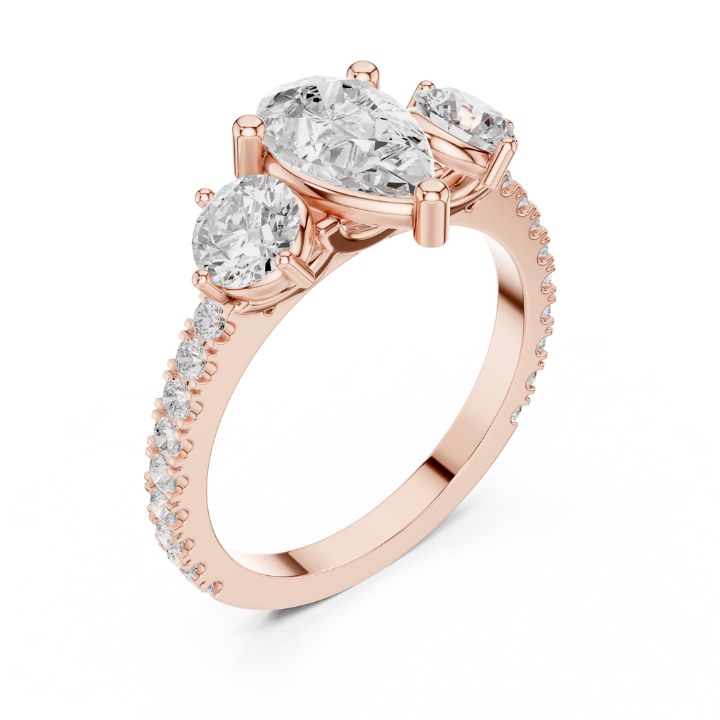 Pear Cut Three Stone Diamond Engagement Ring