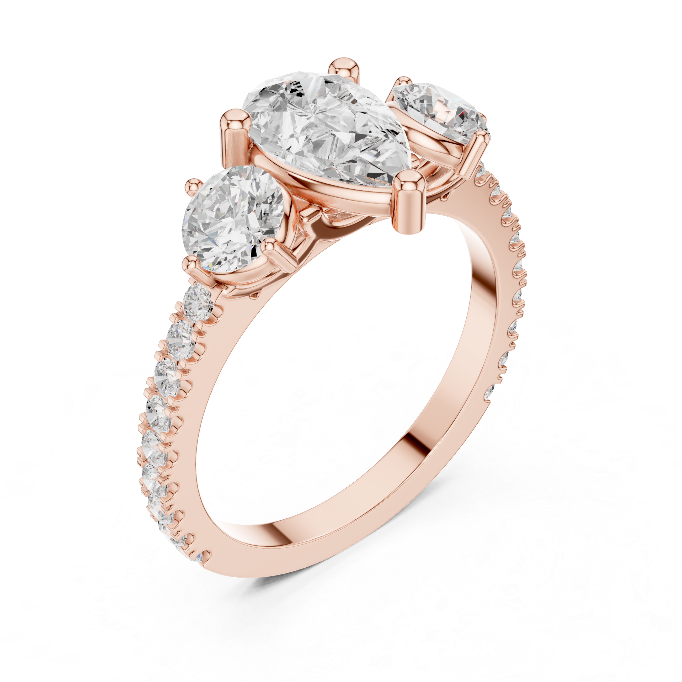 Pear Cut Three Stone Diamond Engagement Ring