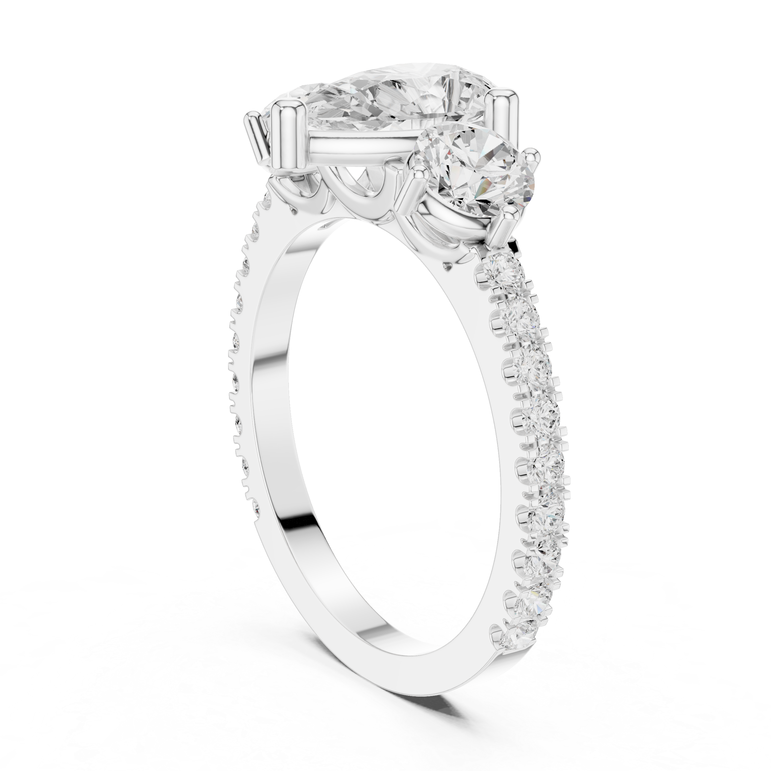 Pear Cut Three Stone Diamond Engagement Ring