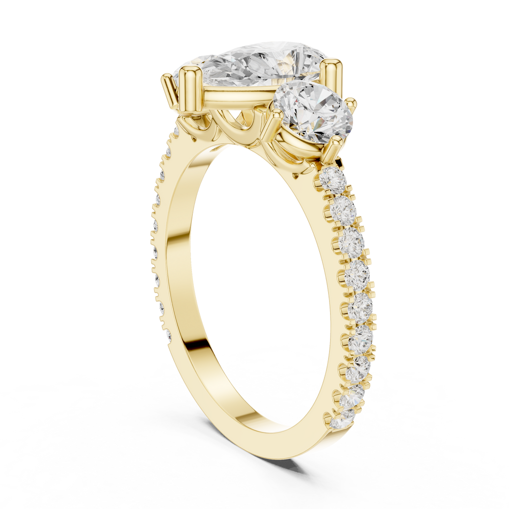 Pear Cut Three Stone Diamond Engagement Ring