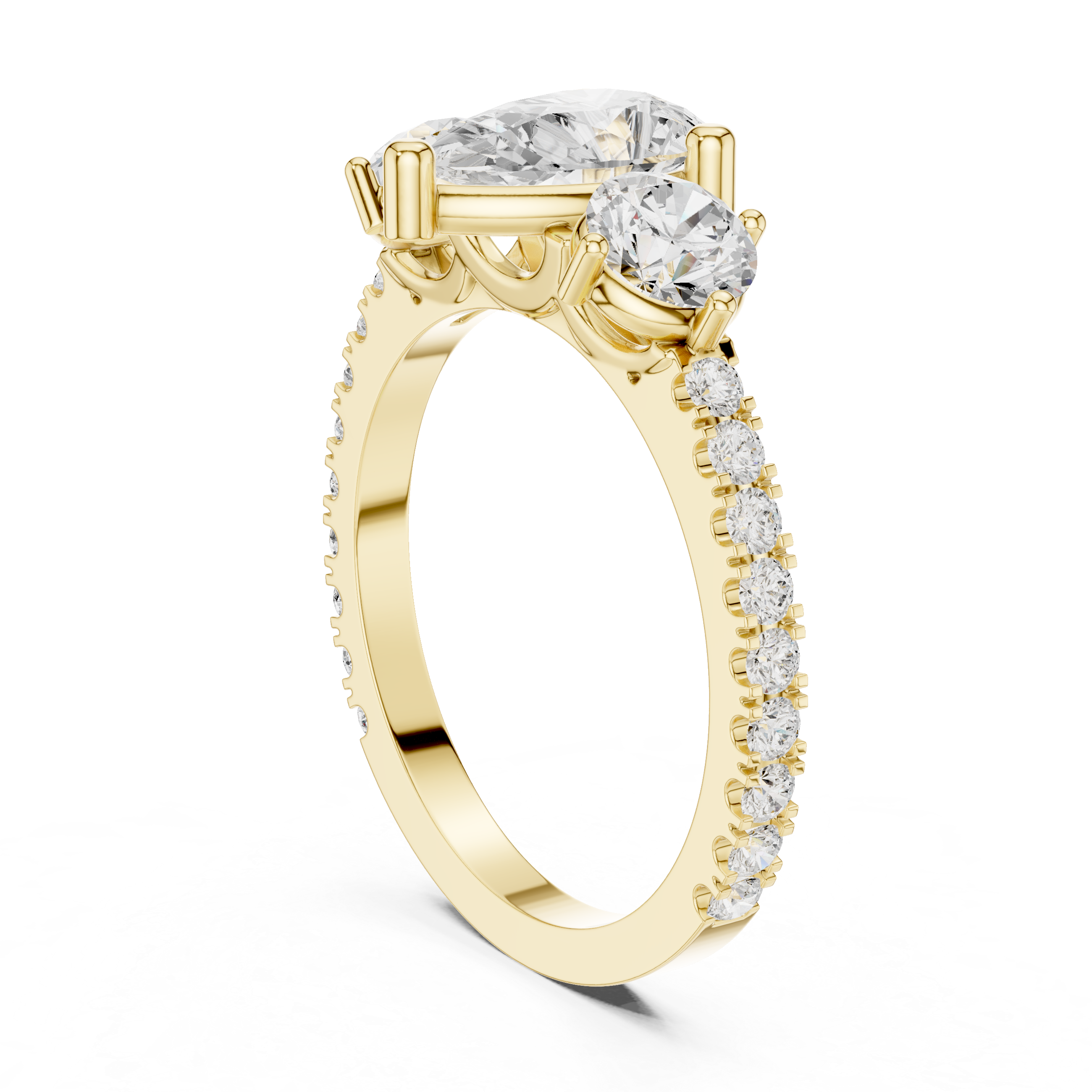 Pear Cut Three Stone Diamond Engagement Ring