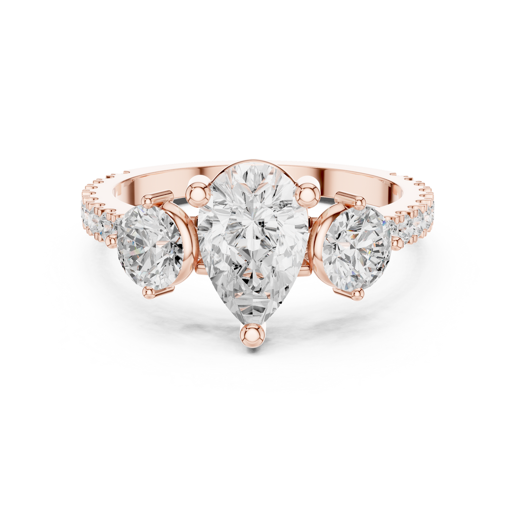 Pear Cut Three Stone Diamond Engagement Ring