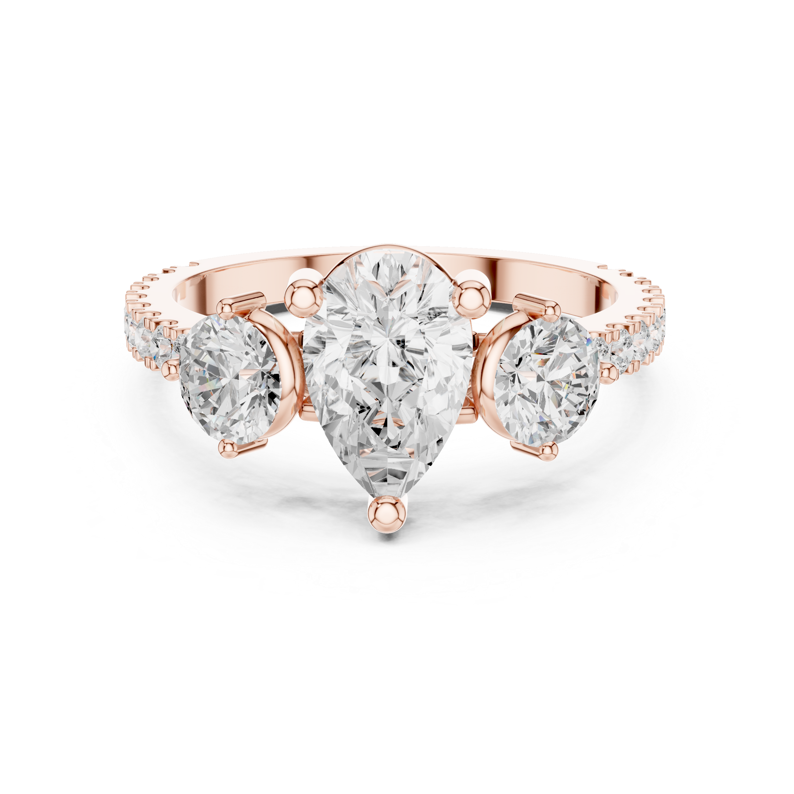 Pear Cut Three Stone Diamond Engagement Ring