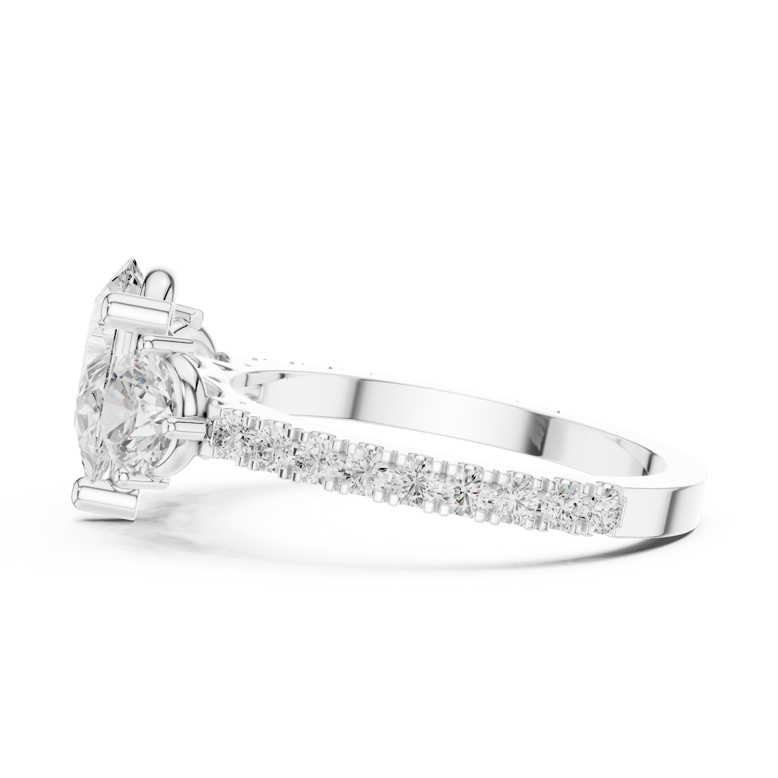 Pear Cut Three Stone Diamond Engagement Ring