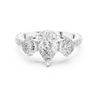 Pear Cut Three Stone Diamond Engagement Ring