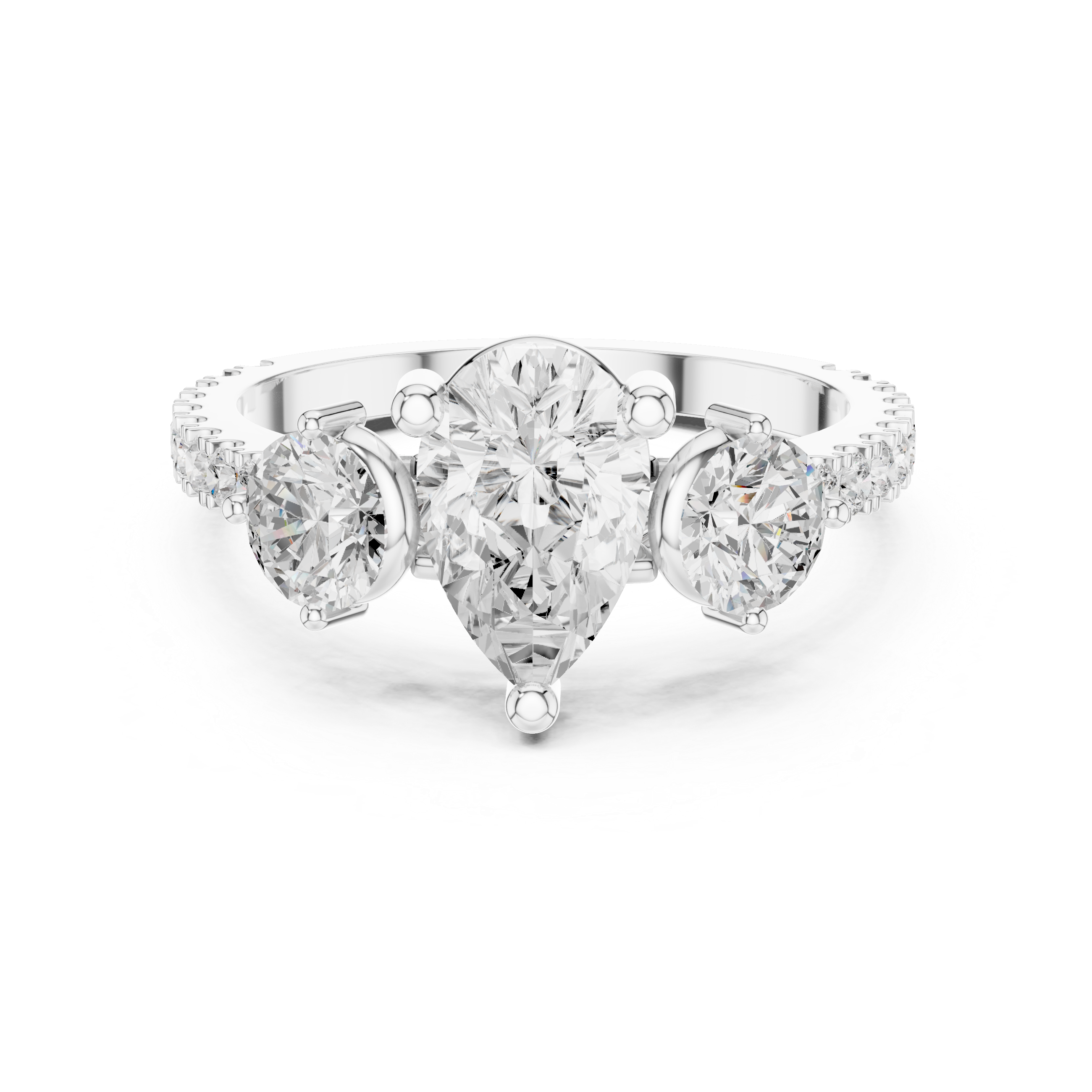Pear Cut Three Stone Diamond Engagement Ring