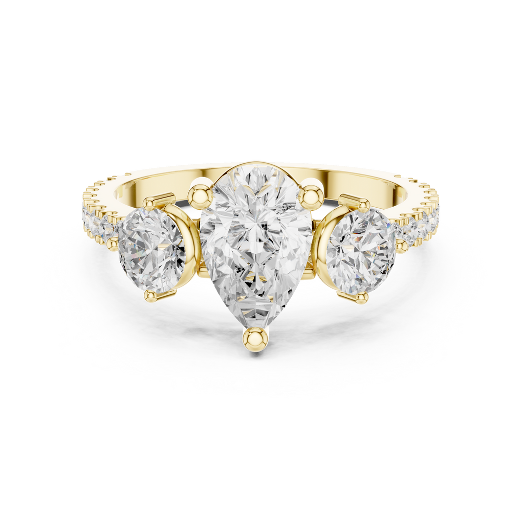 Pear Cut Three Stone Diamond Engagement Ring