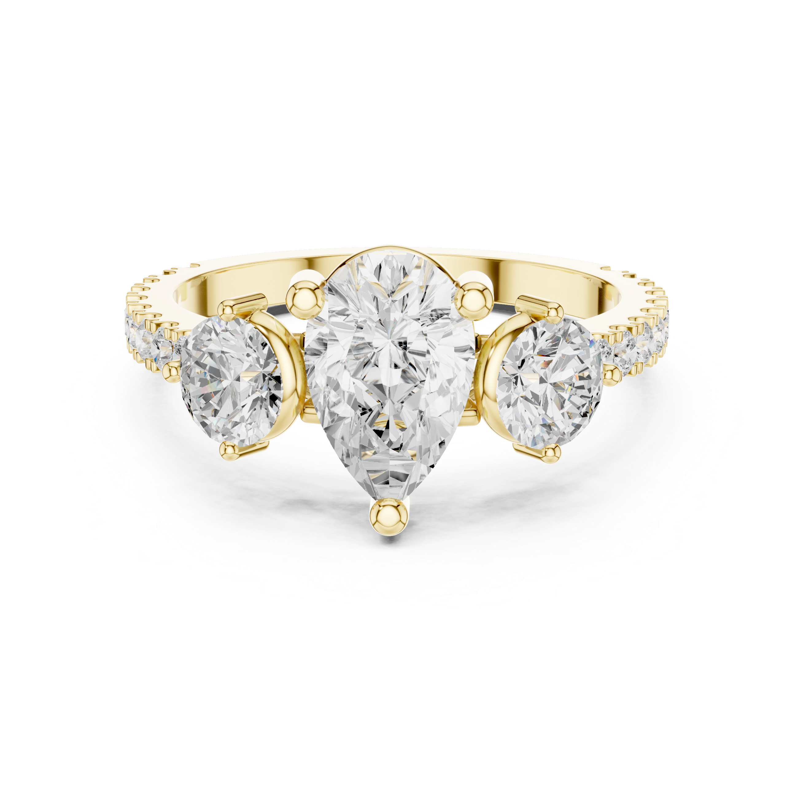 Pear Cut Three Stone Diamond Engagement Ring