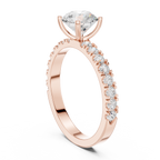 Round Solitaire Pavé Diamond Engagement Ring