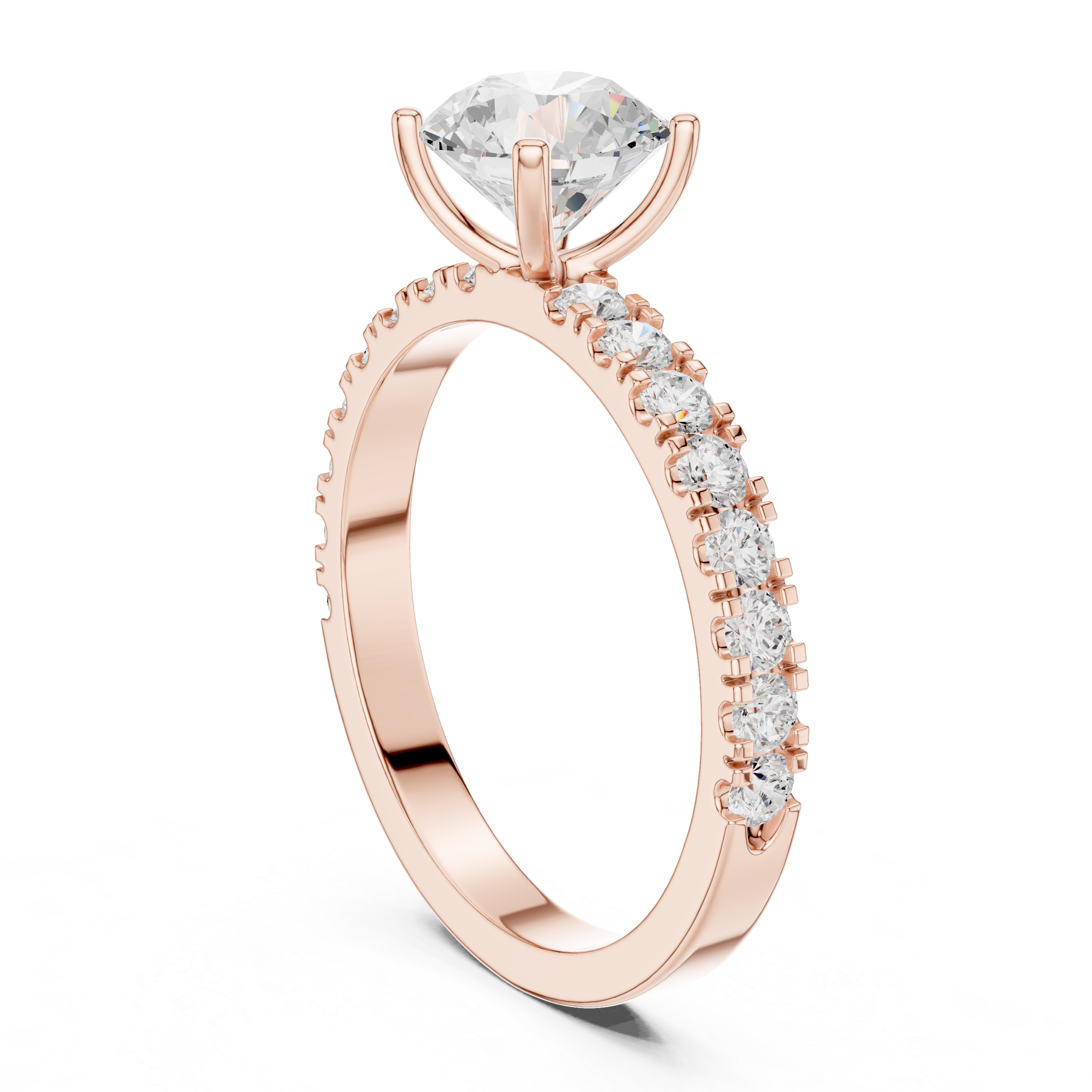 Round Solitaire Pavé Diamond Engagement Ring
