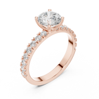 Round Solitaire Pavé Diamond Engagement Ring