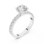 Round Solitaire Pavé Diamond Engagement Ring