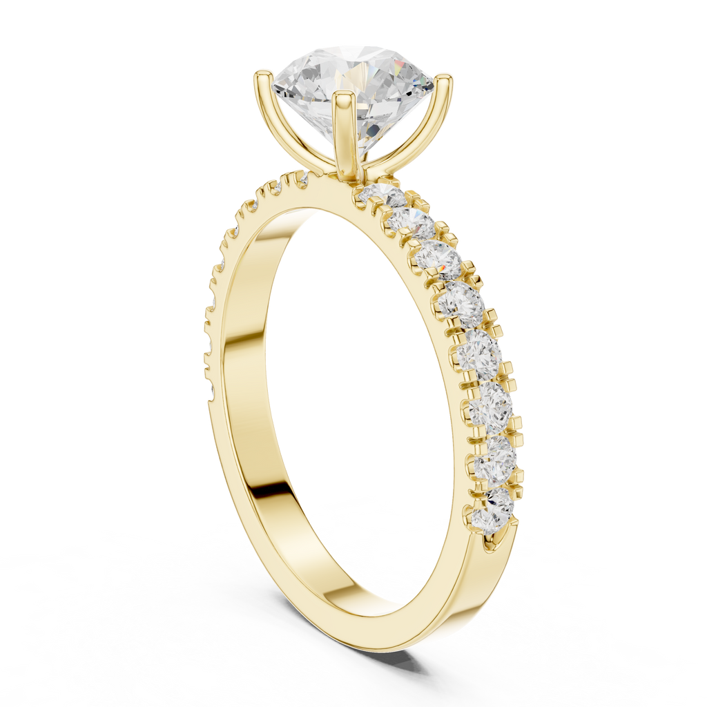 Round Solitaire Pavé Diamond Engagement Ring