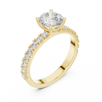 Round Solitaire Pavé Diamond Engagement Ring