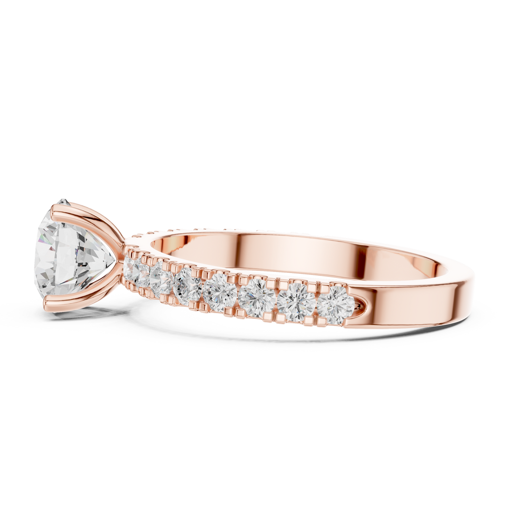 Round Solitaire Pavé Diamond Engagement Ring