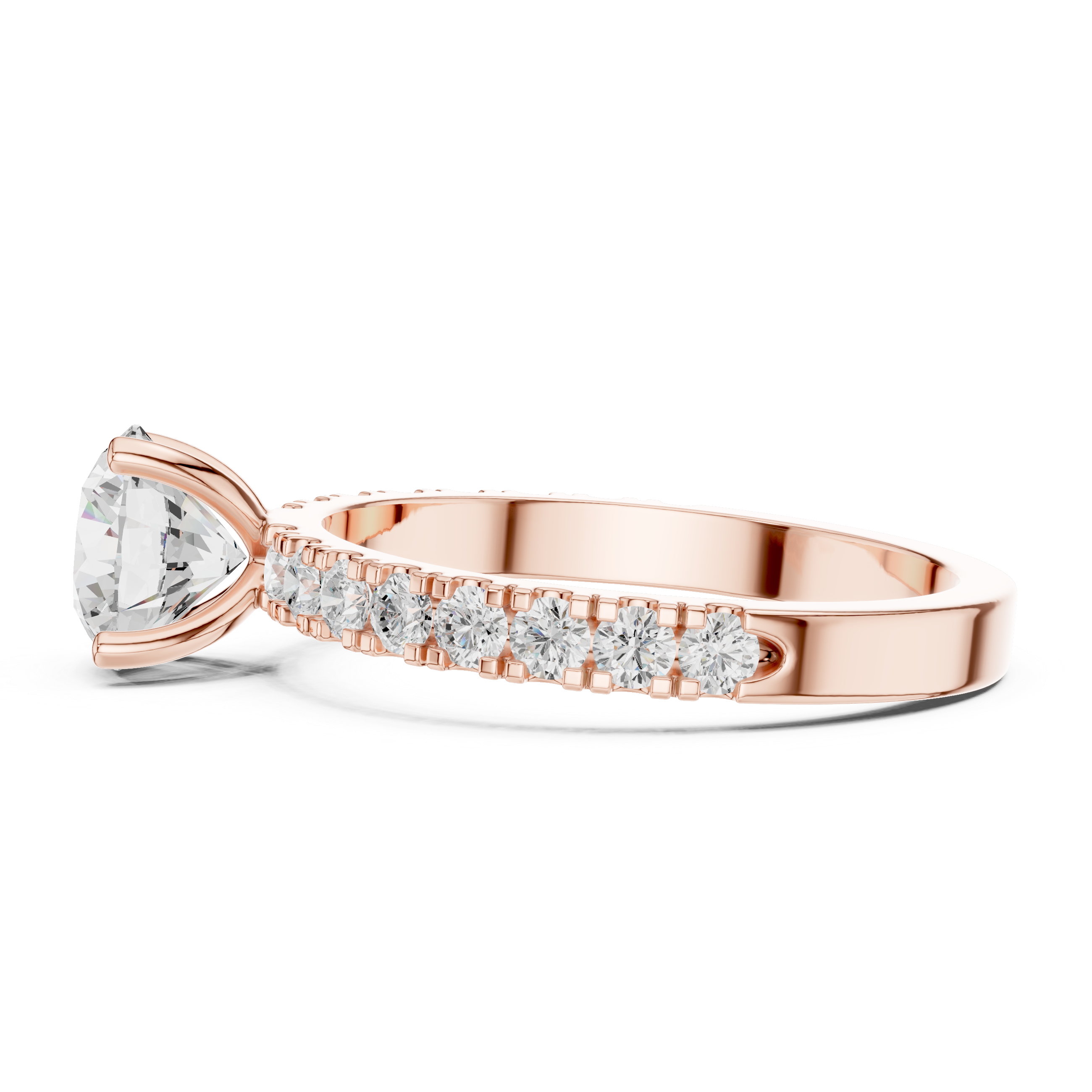 Round Solitaire Pavé Diamond Engagement Ring
