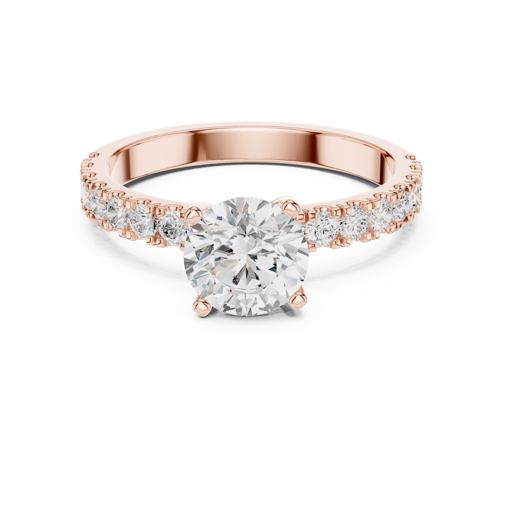 Round Solitaire Pavé Diamond Engagement Ring