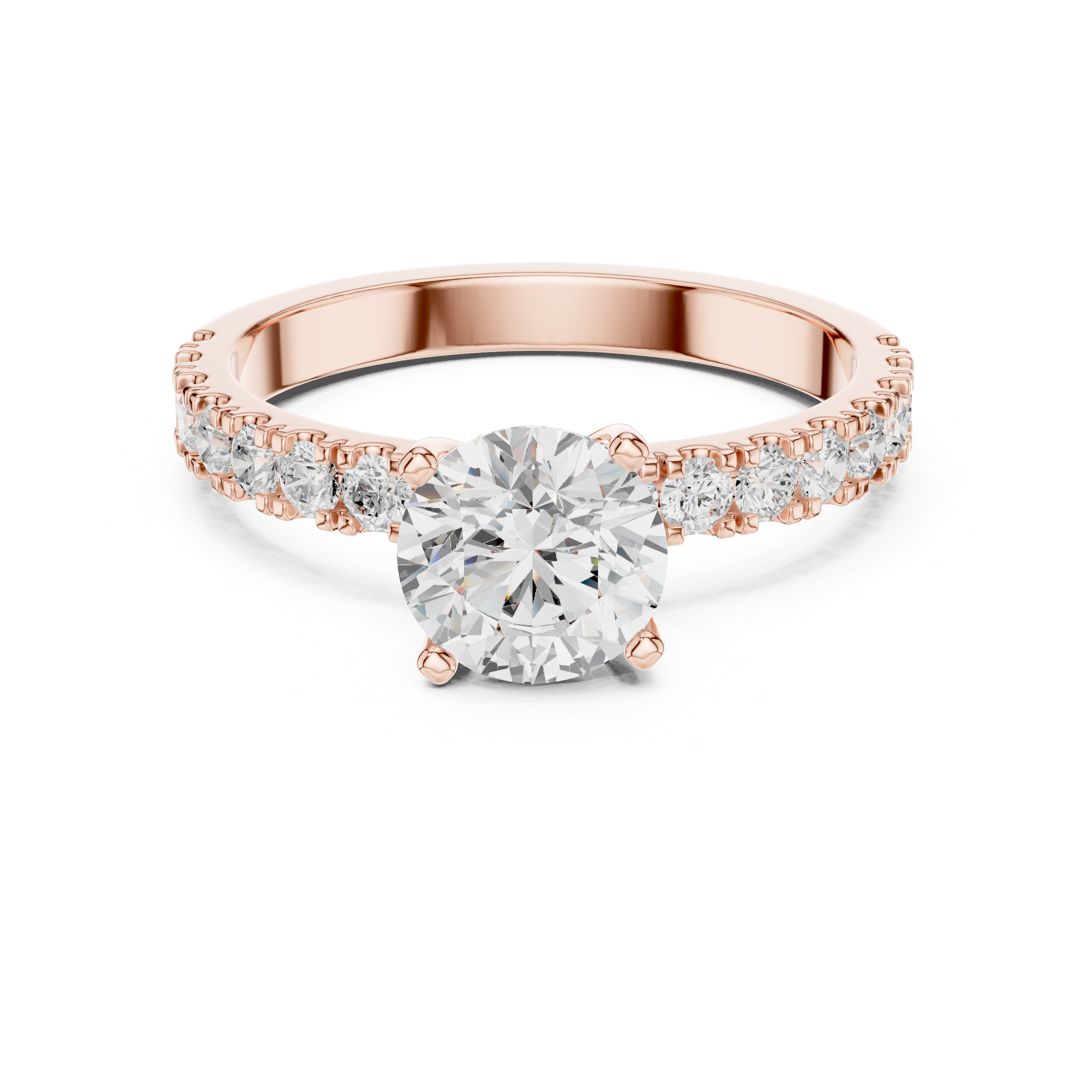 Round Solitaire Pavé Diamond Engagement Ring