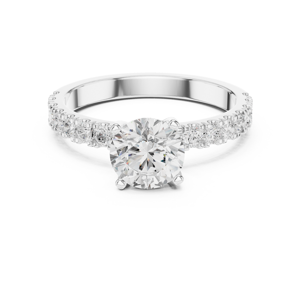 Round Solitaire Pavé Diamond Engagement Ring