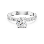 Round Solitaire Pavé Diamond Engagement Ring